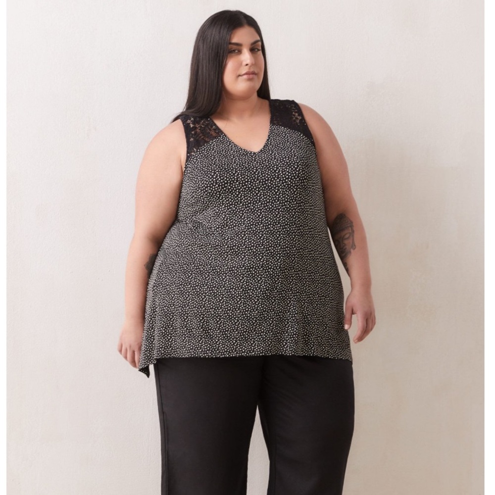 In Every Story A-Line Knit Top with Scallop Lace Yoke
